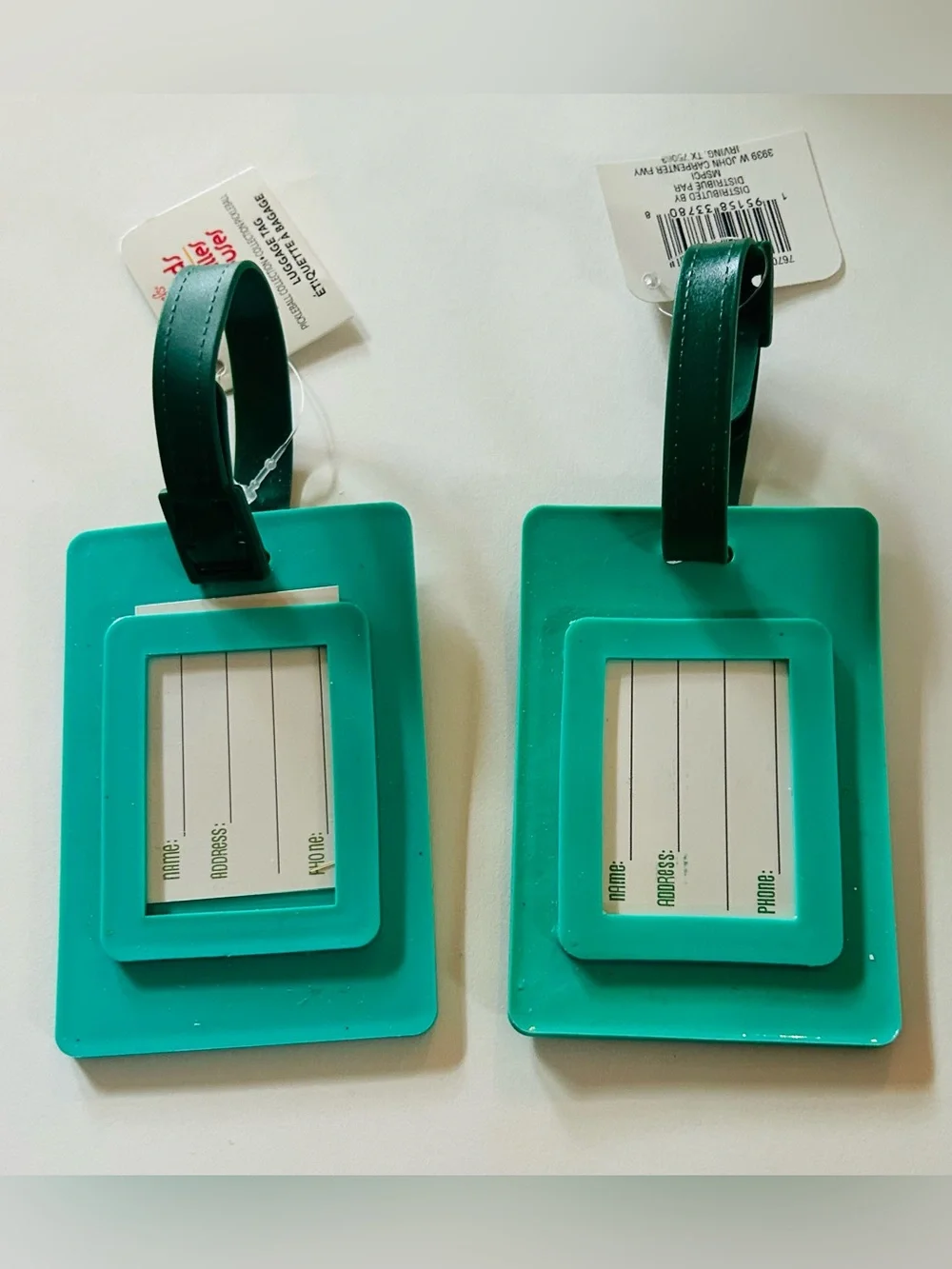 New 2 Pickleball Luggage Tags Green and Pink